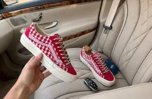 Old School Vans Red and White Sneakers