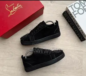 Christian Louboutin Suede Black Sneakers with Stones