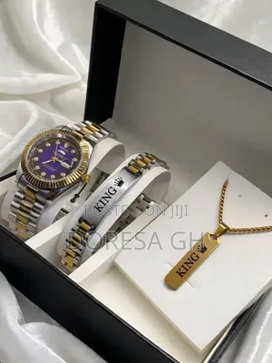 Customised Jewellery Set for Him - Watch, Bracelet & Necklace