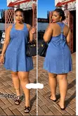 Chic Backless Denim Sundress - 1