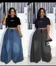 Trendy Drawstring Baggy Denim Pants - 2