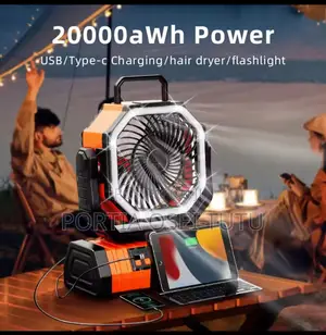 GE Rechargeable Fan with Power Bank & Flashlight