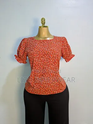 Floral Short-Sleeved Scoop-Neck Blouse