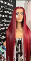 Sleek Burgundy Wig - 30 Inches Long, Kim K Closure - 2