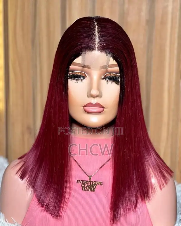 New Sleek Burgundy Wig with Kim K Closure - 1