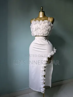 Shein White Textured Crop Top & Maxi Skirt Set