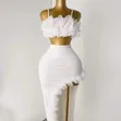 Shein White Textured Crop Top & Maxi Skirt Set - 2