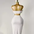 Shein White Textured Crop Top & Maxi Skirt Set - 3