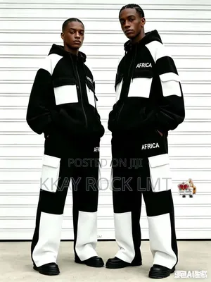 A&D Stylish Black-and-White Streetwear Tracksuit Set
