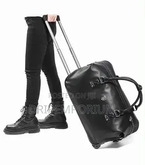 Premium Leather Trolley Duffle Bag
