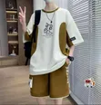 A&D Casual Oversized Graphic T-Shirt & Wide-Leg Cargo Shorts Set - 1