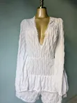 White Long Sleeve V-Neck Romper - 2