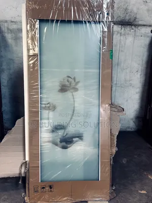 Tempered Glass Bathroom Door - White/Black