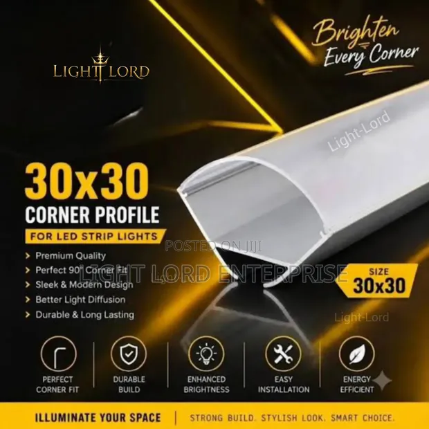 30x30mm Corner Profile 3m - Black Aluminium - 1