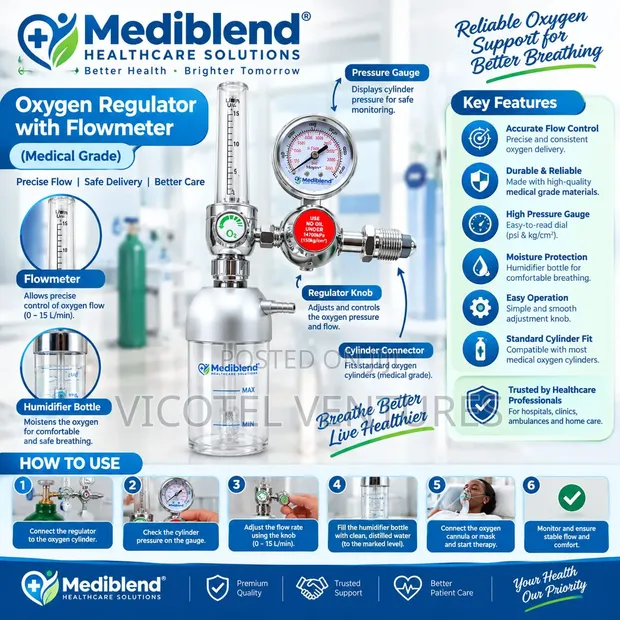 Oxygen Flow Meter - Glass Type - 1