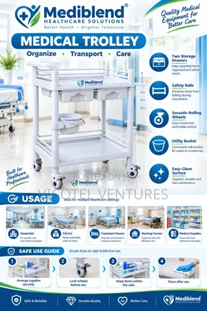 2-Step Medical Trolley - Plastic