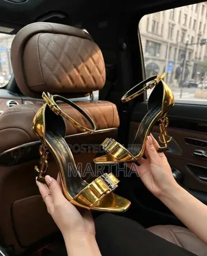 YSL Saint Laurent Patent Bow Heel Sandals