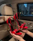 YSL Saint Laurent Patent Bow Heel Sandals - 3