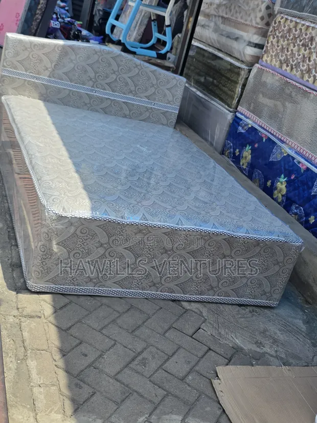 Double Bed with Built-in Mattress - White - 1