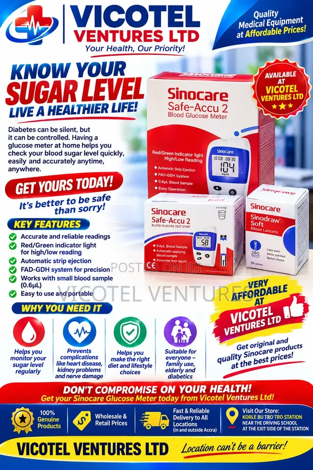 Sinocare Safe-Accu Glucose Monitor & Strips - 1