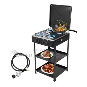 4-Burner Gas Stove with Stand and Cover