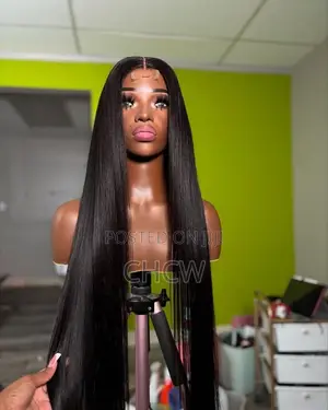New Black 30-Inch Long Straight Wig with Closure