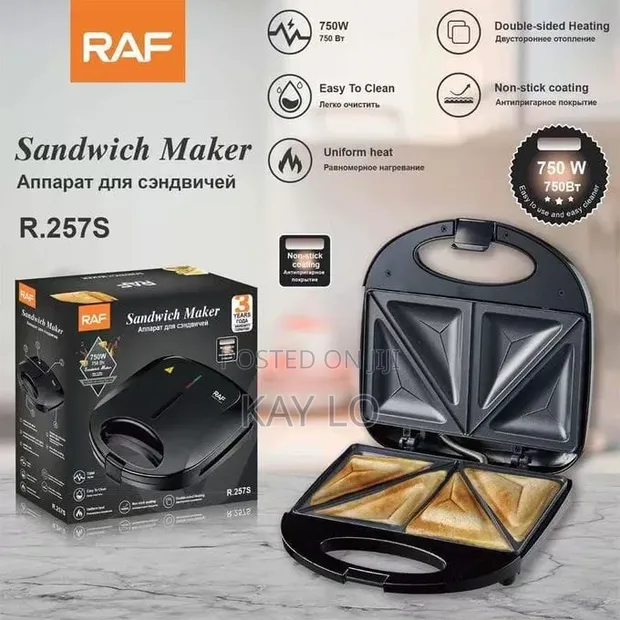 Raf Sandwich Maker - 750W Non-Stick - 1