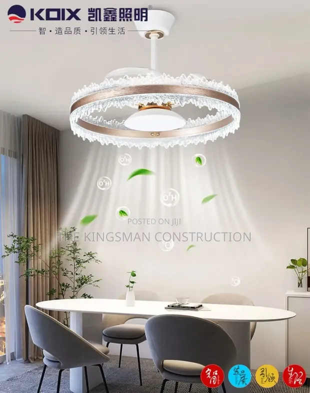 Crystal Fan LED Ceiling Light - Gold - 1