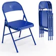 Metal Foldable Chair - Blue - 3