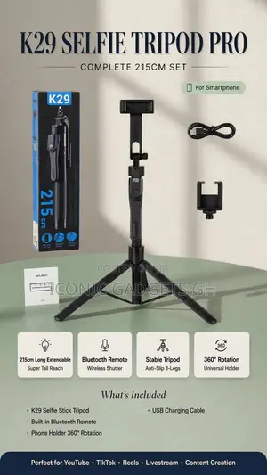 Extendable Selfie Stick Tripod 215cm