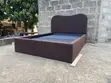Stylish Upholstered Double Bed Frame with Curved Headboard - 1