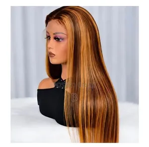 Ladies Long Wig - Black & Gold