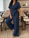 Elegant Navy Blue Women's Two-Piece Set | Office Wear - 3