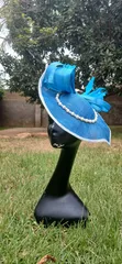 Luxury Fascinator with Silk Abaca Bow & Pearls - 3
