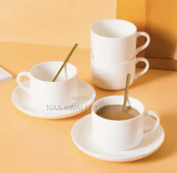 6pcs Ceramic Tea Cup and Saucer Set with Spoons - 1