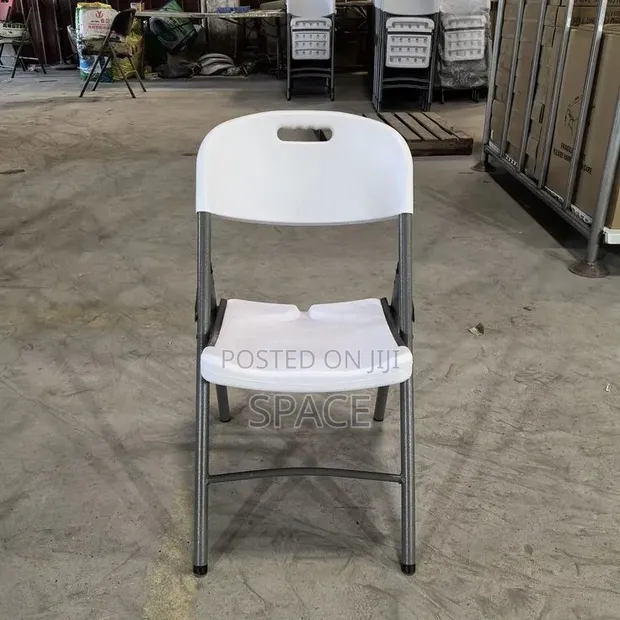 White Foldable Chair with Strong Metal Frame - New - 1