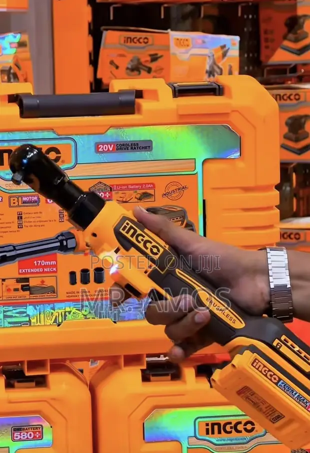 INGCO 20V Cordless Ratchet Wrench 65Nm with Free Sockets - 1