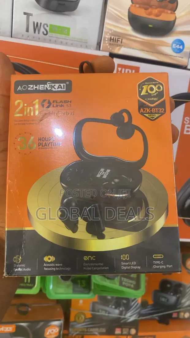 ZHENKAI AZK-BT32 2-in-1 Earclip/Earbud Wireless Bluetooth Headphones - 1