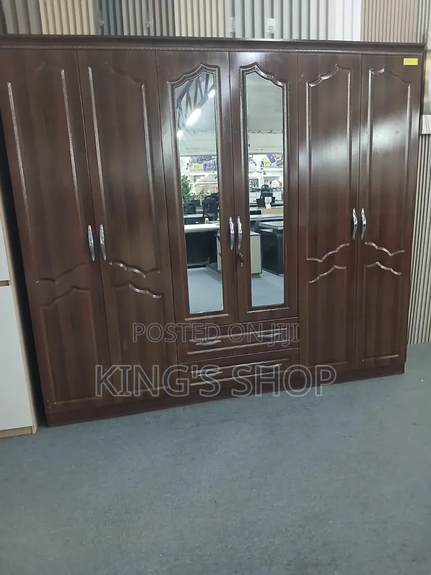 Spacious 6-Door Wooden Wardrobe - 1