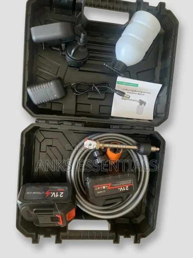 21V Cordless High Pressure Car Washer Kit - Double Battery - 1