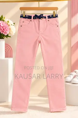 Beautiful Pink Baby Girl Trousers with Floral Belt