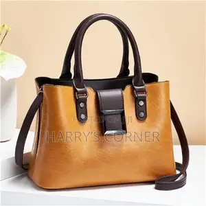 Genuine Leather Handbag - Black/Brown