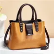 Genuine Leather Handbag - Black/Brown - 1