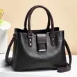Genuine Leather Handbag - Black/Brown - 2