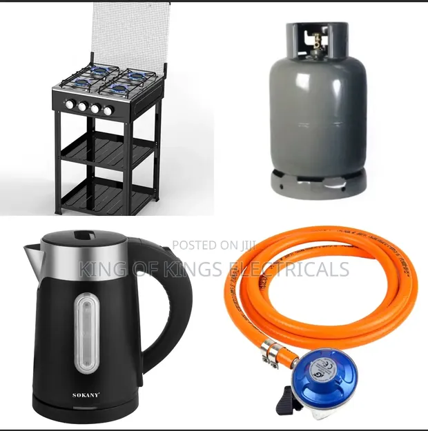 4-Burner Gas Cooker Combo with Gas Cylinder & Kettle - 1