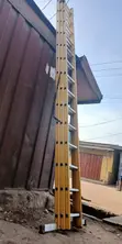 AfricTools Aluminium Fiber Ladder, 14 Steps x3 Triple-Section Extension, 34ft - 1