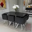 Modern 6-Seater Faux Marble Dining Table Set with Upholstered Chairs - 1