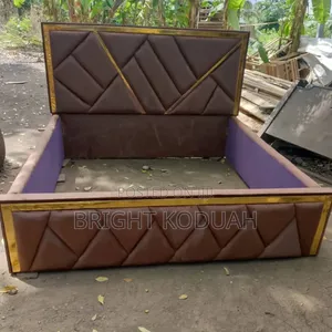 Brown Leather Queen Size Bed Frame