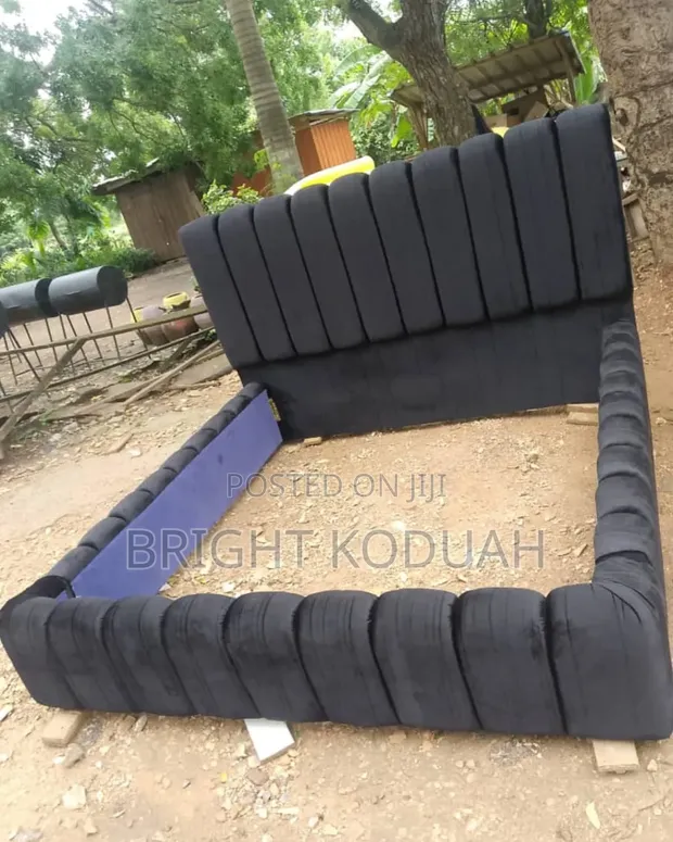 Beautiful Black Fabric Queen Size Bed Frame - 1