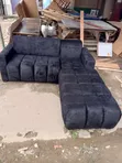 Brand New Black Corner Fabric Sofa - 1